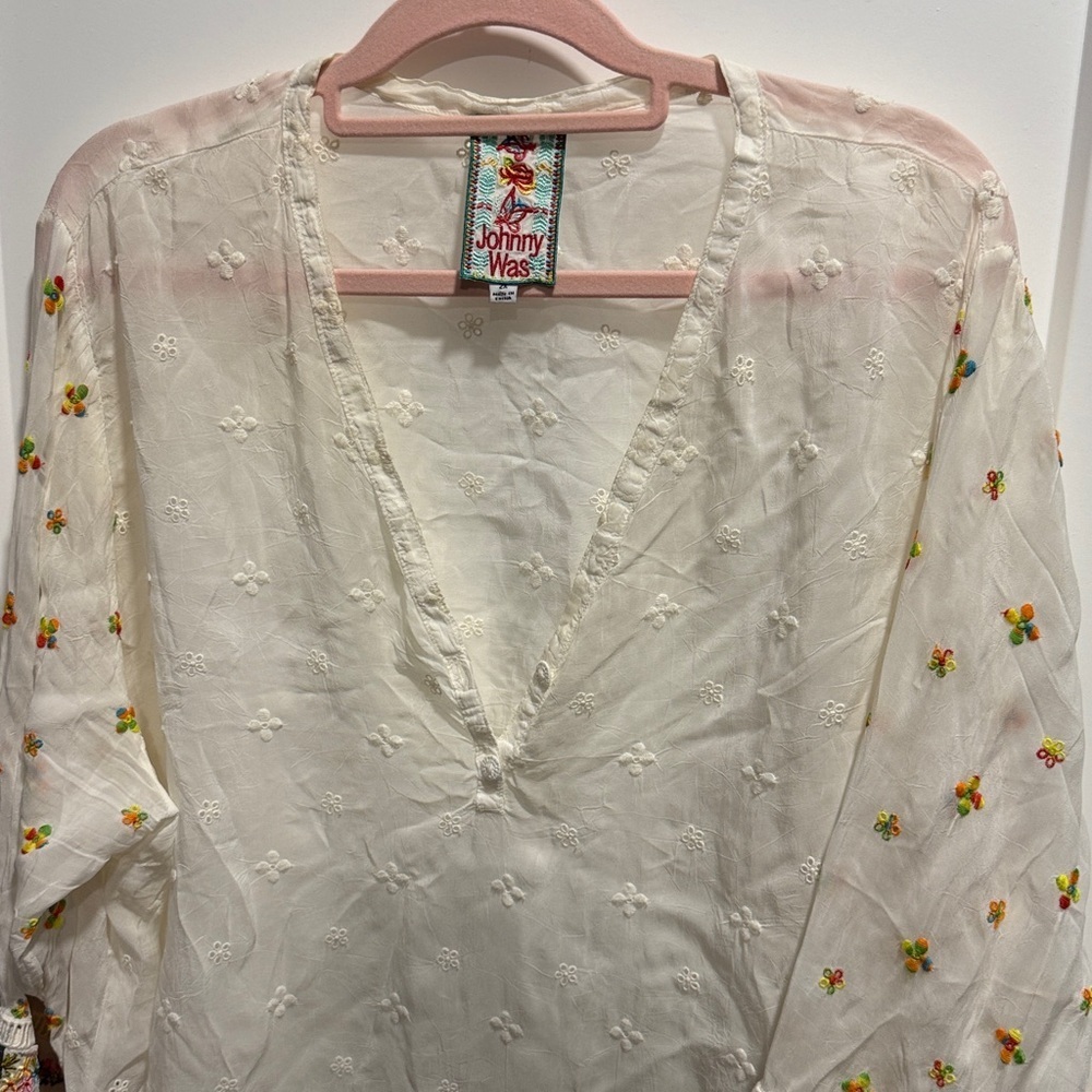 Johnny Was Women's Patchwork Sleeve Tunic Top Blouse 2X EUC - Picture 3 of 12